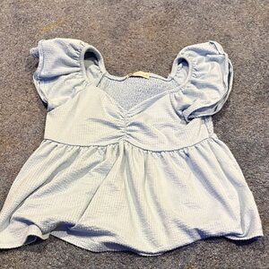 SO Sky Blue Puff Sleeve Blouse